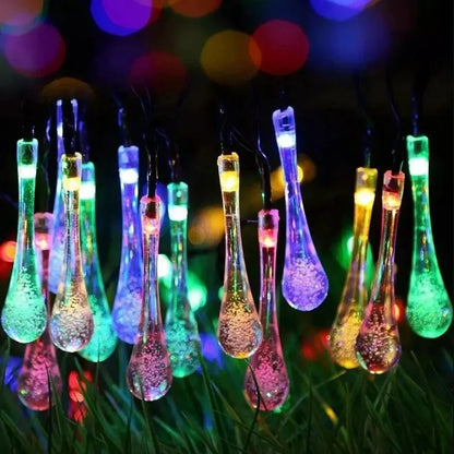 Skorter | GlowDew - Solar Energy Water Drop Light Chain – LED Outdoor Lighting, Weather Resistant & Decorative