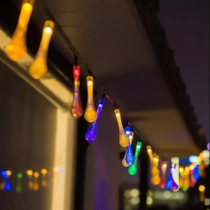 Skorter | GlowDew - Solar Energy Water Drop Light Chain – LED Outdoor Lighting, Weather Resistant & Decorative
