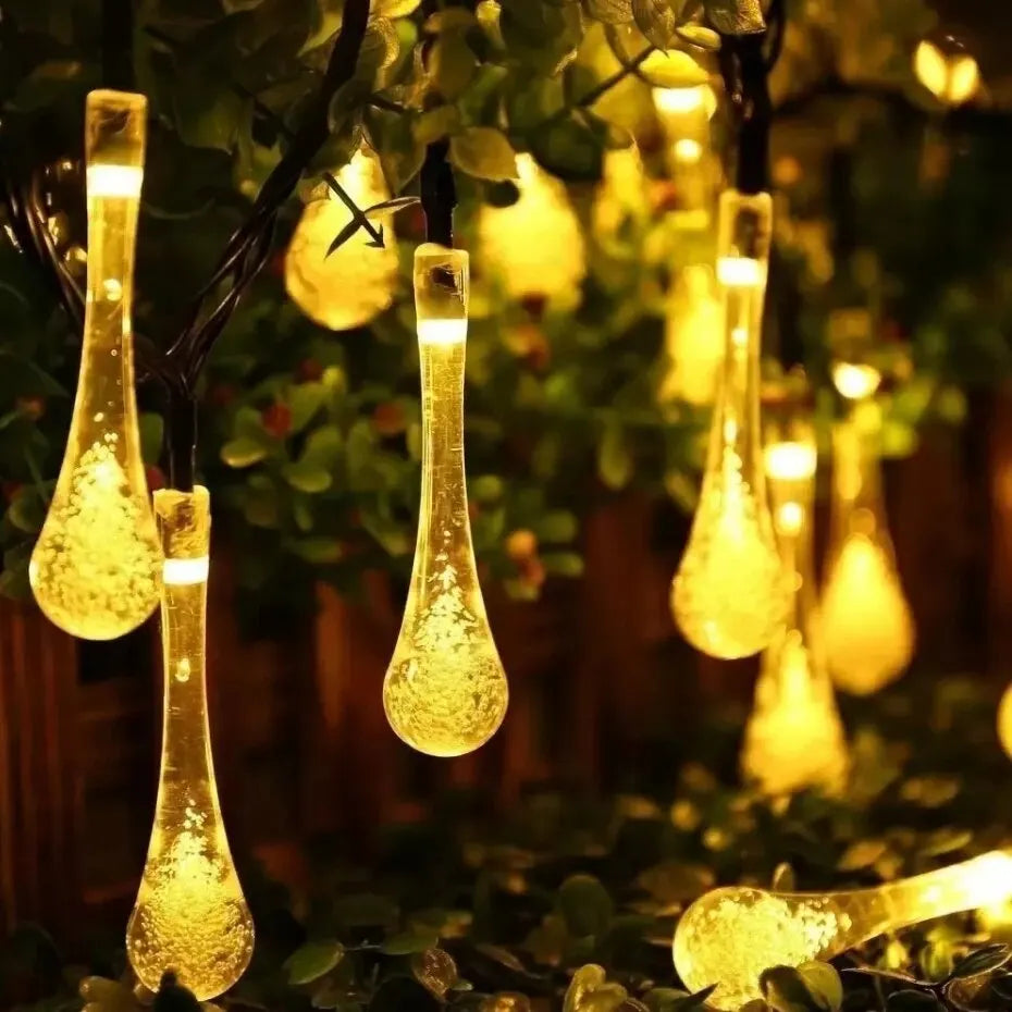 Skorter | GlowDew - Solar Energy Water Drop Light Chain – LED Outdoor Lighting, Weather Resistant & Decorative