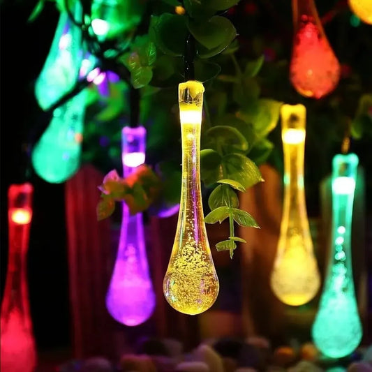 Skorter | GlowDew - Solar Energy Water Drop Light Chain – LED Outdoor Lighting, Weather Resistant & Decorative