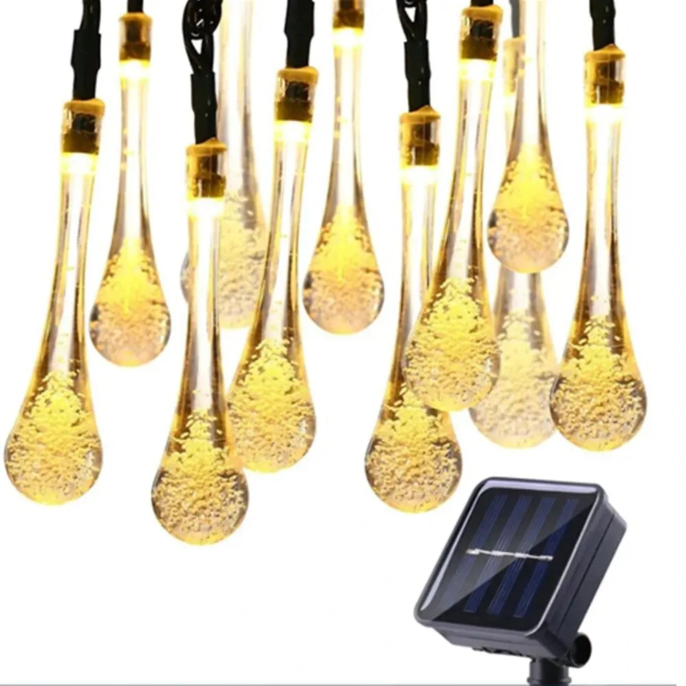 Skorter | GlowDew - Solar Energy Water Drop Light Chain – LED Outdoor Lighting, Weather Resistant & Decorative