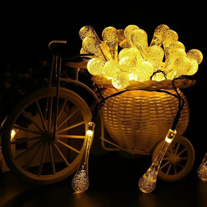 Skorter | GlowDew - Solar Energy Water Drop Light Chain – LED Outdoor Lighting, Weather Resistant & Decorative