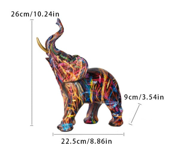 Skorter | Abstract Elephant Statue – Colourful African Design with Raised Trunk for Good Luck