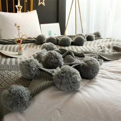 Skorter | Whimsy Fluffy Pom-Pom Macaron Blanket