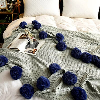 Skorter | Whimsy Fluffy Pom-Pom Macaron Blanket
