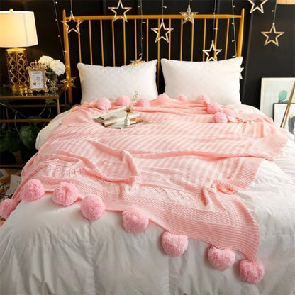 Skorter | Whimsy Fluffy Pom-Pom Macaron Blanket