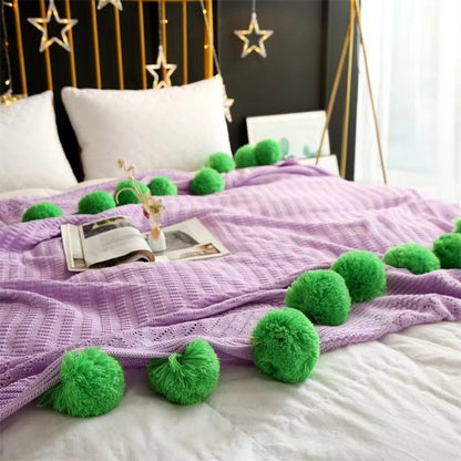 Skorter | Whimsy Fluffy Pom-Pom Macaron Blanket