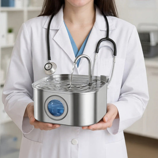 Skorter | AquaSoft Whisper Quiet Drinking Fountain for Pets – 3.2L with LED, Stainless Steel & 5-Stage Filtration