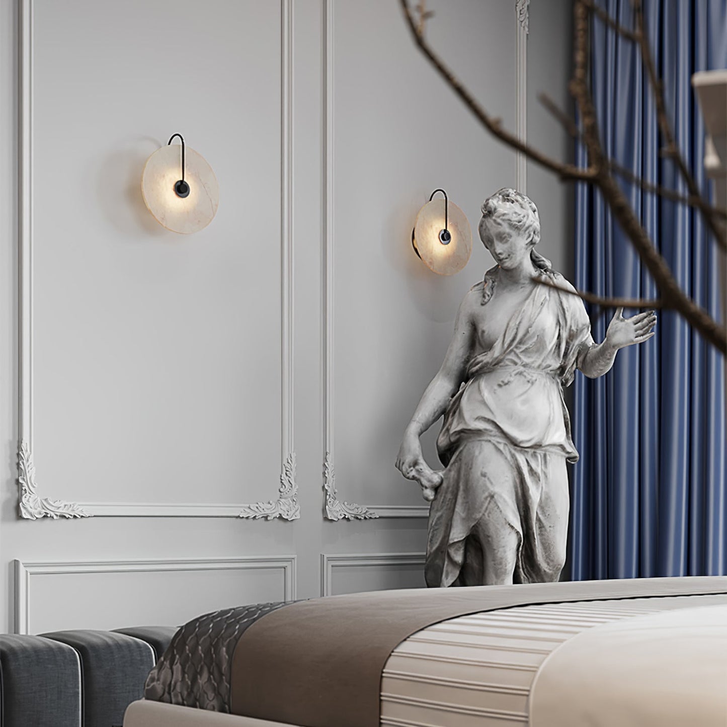 Skorter | Vit Alabaster Vägglampa