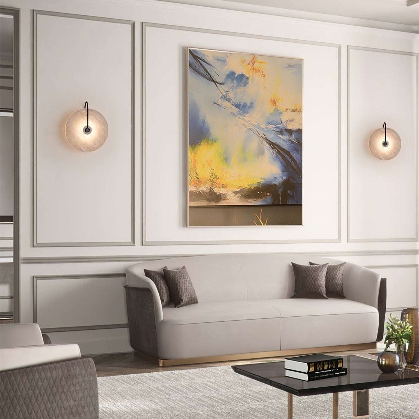 Skorter | Vit Alabaster Vägglampa