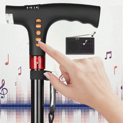 Skorter | Smart Walking Stick for Seniors with LED Light, Radio & Emergency Alarm – Adjustable & Lightweight