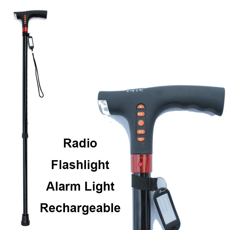 Skorter | Smart Walking Stick for Seniors with LED Light, Radio & Emergency Alarm – Adjustable & Lightweight
