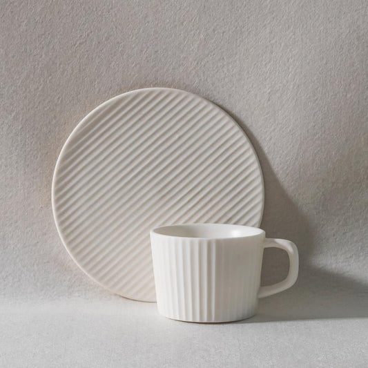 Skorter | 2/4/6-piece White Gray Stoneware Coffee Cup Set