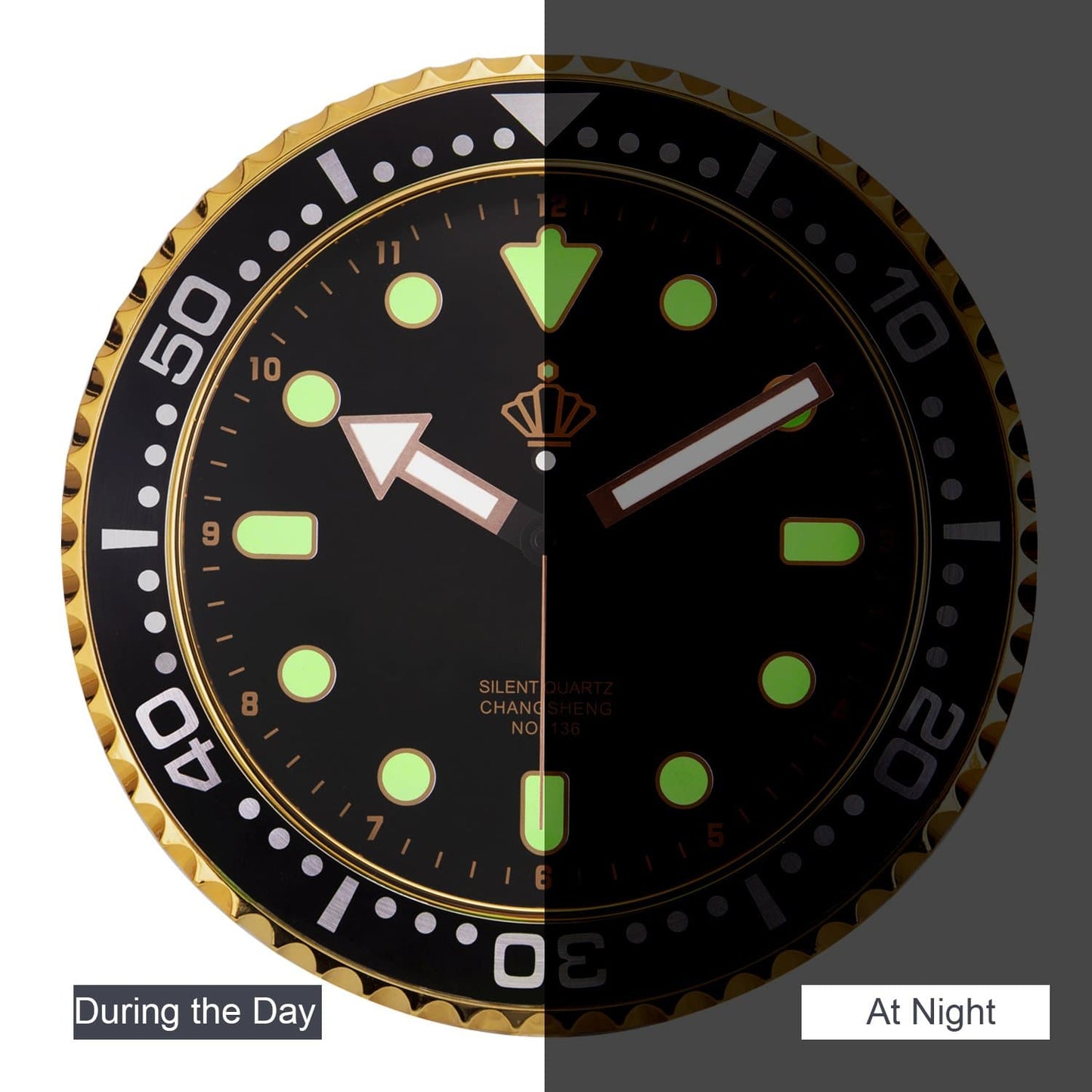 Skorter | Tyst lysande väggklocka