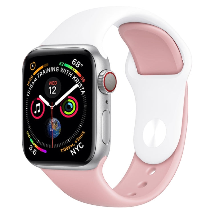 Skorter | Double Colors Silicone Bracelet for Apple Watch Series 3 & 2 & 1 42mm (White + Light Pink)