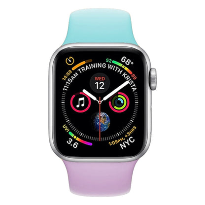 Skorter | Double Colors Silicone Watch Band for Apple Watch Series 3 & 2 & 1 42mm (Purple+Turquoise)