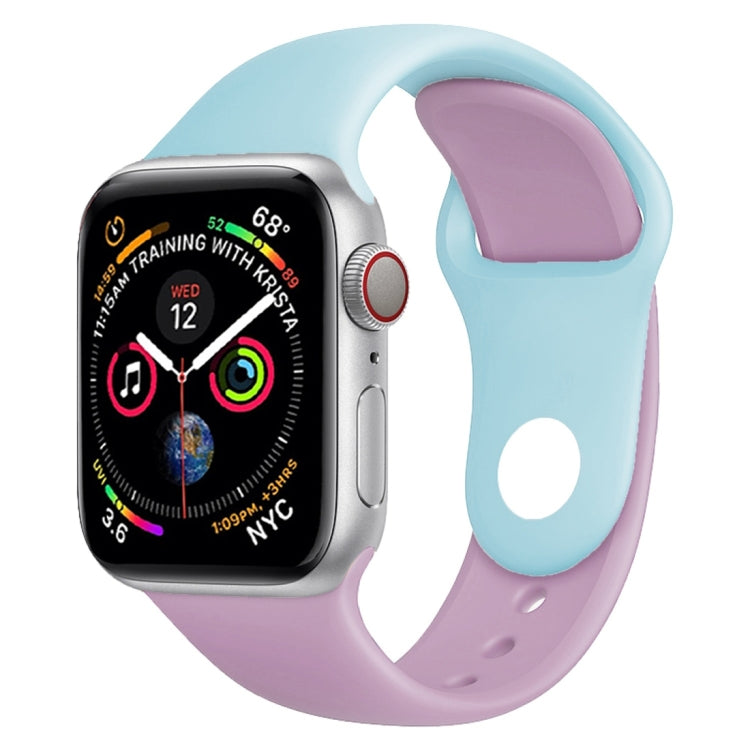 Skorter | Double Colors Silicone Watch Band for Apple Watch Series 3 & 2 & 1 42mm (Purple+Turquoise)