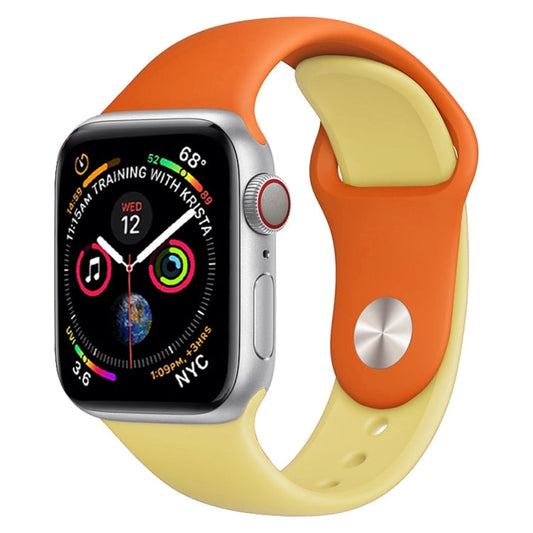 Skorter | Double Colors Silicone Watch Band for Apple Watch Series 3 & 2 & 1 42mm (Orange+Yellow)