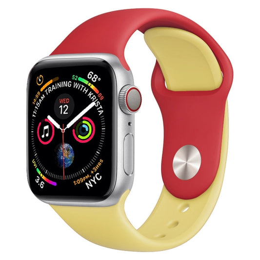 Skorter | Double Color Silicone Watch Band for Apple Watch Series 3 & 2 & 1 42mm (Red + Yellow)