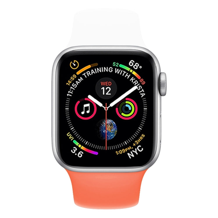 Skorter | Double Color Silicone Watch Band for Apple Watch Series 3 & 2 & 1 42mm (White+Orange)