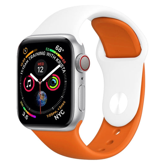 Skorter | Double Color Silicone Watch Band for Apple Watch Series 3 & 2 & 1 42mm (White+Orange)