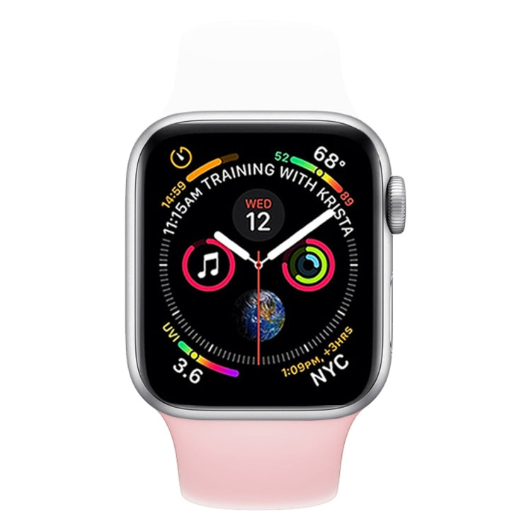 Skorter | Double Colors Silicone Watch Band for Apple Watch Series 3 & 2 & 1 38mm (White + Light Pink)
