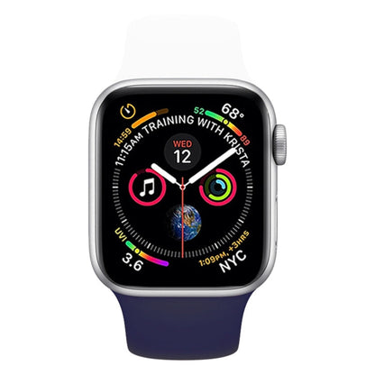 Skorter | Double Colors Silicone Watch Band for Apple Watch Series 3 & 2 & 1 38mm (White+Dark Blue)