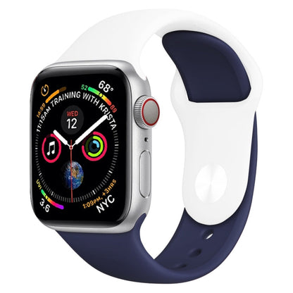 Skorter | Double Colors Silicone Watch Band for Apple Watch Series 3 & 2 & 1 38mm (White+Dark Blue)