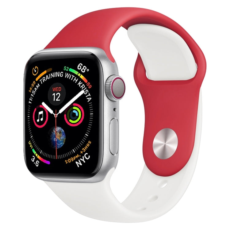 Skorter | Double Colors Silicone Watch Strap for Apple Watch Series 3 & 2 & 1 38mm (White+Red)