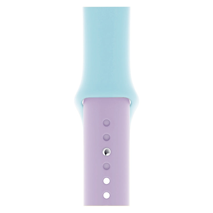 Skorter | Double Color Silicone Watch Band for Apple Watch Series 3 & 2 & 1 38mm (Purple+Turquoise)
