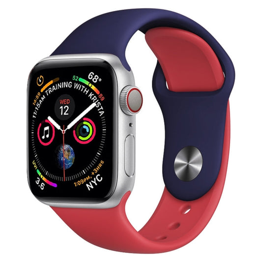 Skorter | Double Colors Silicone Watch Band for Apple Watch Series 3 & 2 & 1 38mm (Dark Blue+Red)