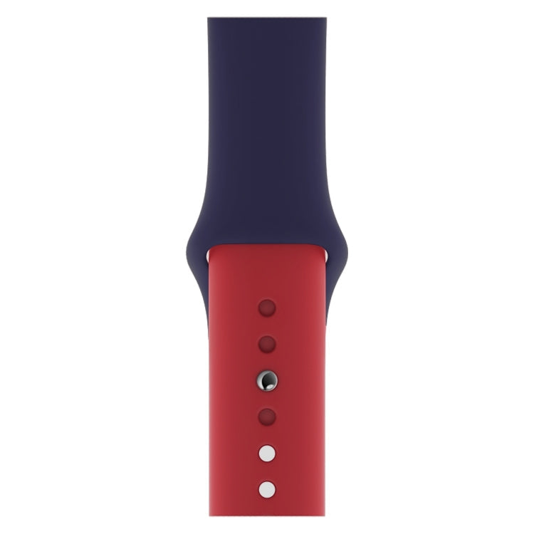 Skorter | Double Colors Silicone Watch Band for Apple Watch Series 3 & 2 & 1 38mm (Dark Blue+Red)