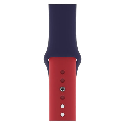 Skorter | Double Colors Silicone Watch Band for Apple Watch Series 3 & 2 & 1 38mm (Dark Blue+Red)