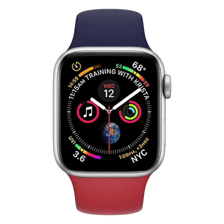 Skorter | Double Colors Silicone Watch Band for Apple Watch Series 3 & 2 & 1 38mm (Dark Blue+Red)
