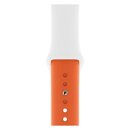 Skorter | Double Colors Silicone Watch Band for Apple Watch Series 3 & 2 & 1 38mm (White + Orange)