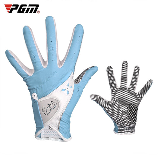 Skorter | PGM One Pair Golf Non-Slip PU Leather Gloves for Women (Color:Blue Size:18)