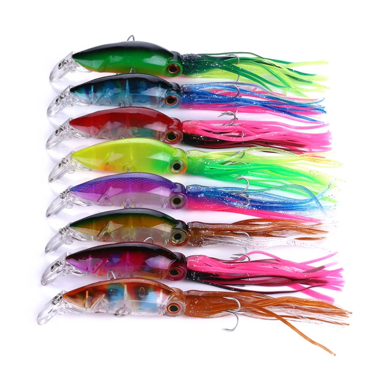 Skorter | HENGJIA JIZ002 10cm/16.6g 8 PCS Big Octopus Squid Shaped Hard Baits Long Shot Fishing Lures Tackle Baits Fit Sea Fishing and Freshwater Fishing,Boxed