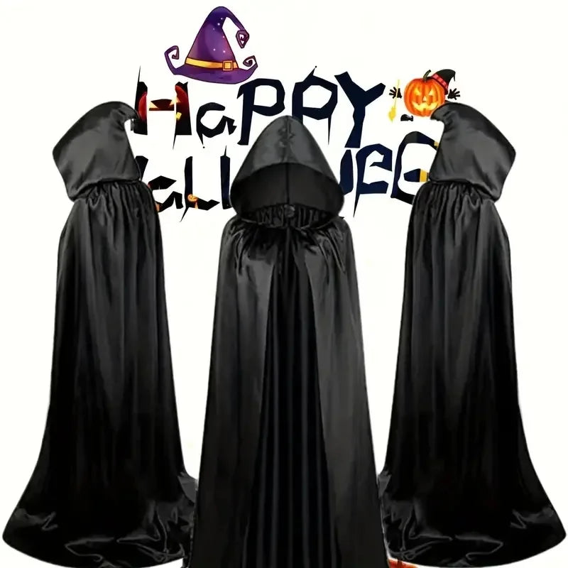 Skorter | Black Cape with Hood – Long Unisex Halloween & Cosplay Wrap