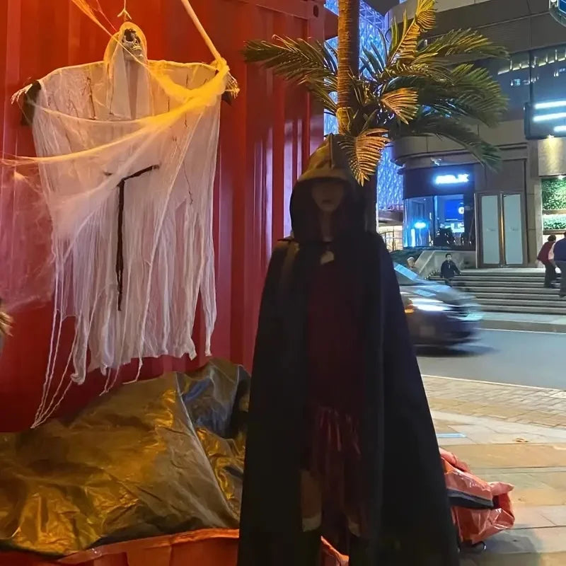 Skorter | Black Cape with Hood – Long Unisex Halloween & Cosplay Wrap