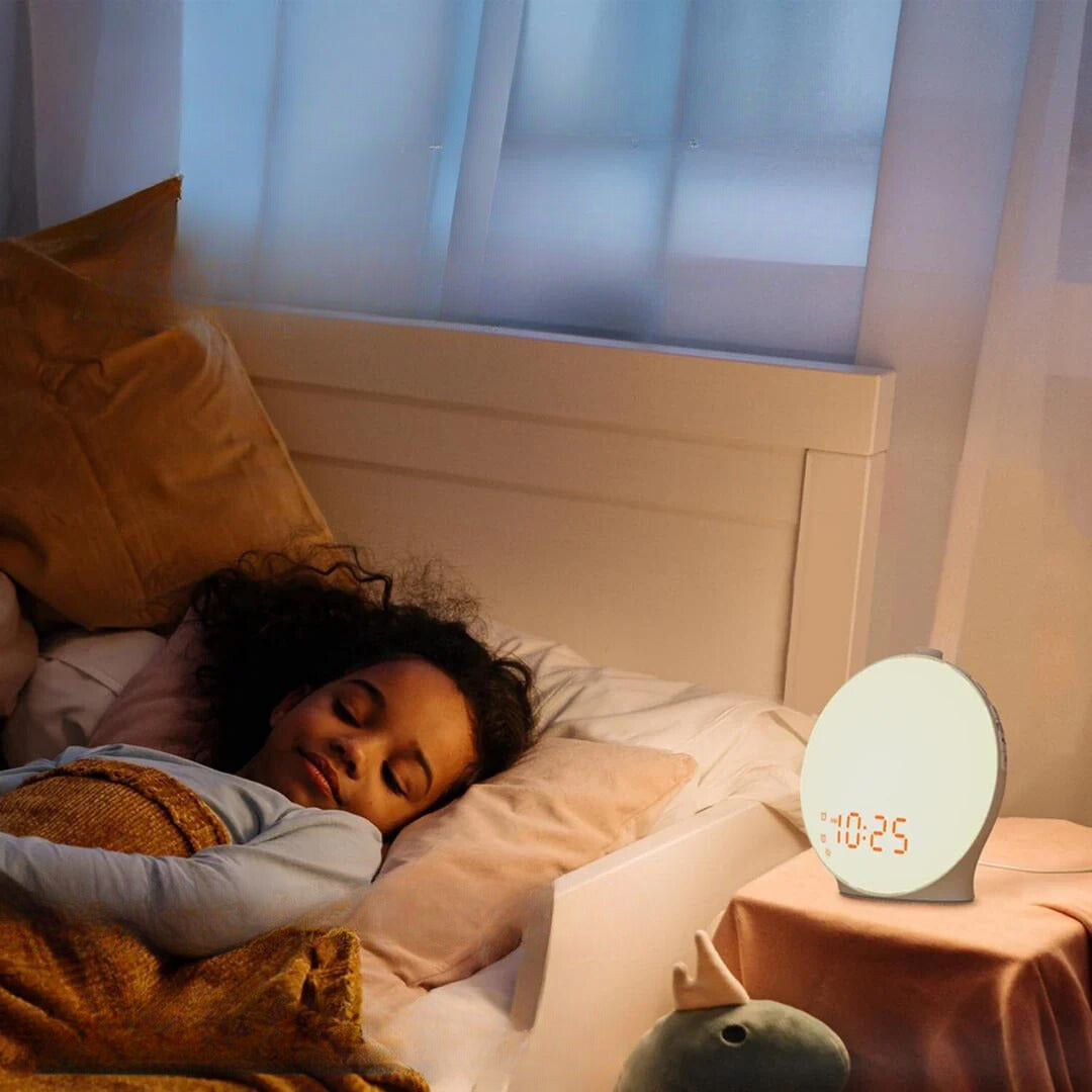 Skorter | Luxury Sunrise Simulation Alarm Clock Lamp | Soothing Sounds, Mood Lighting & Double Alarm for Relaxing Mornings