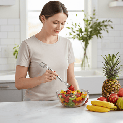 Skorter | 2-in-1 fruit cutter with integrated fork for fresh snacks