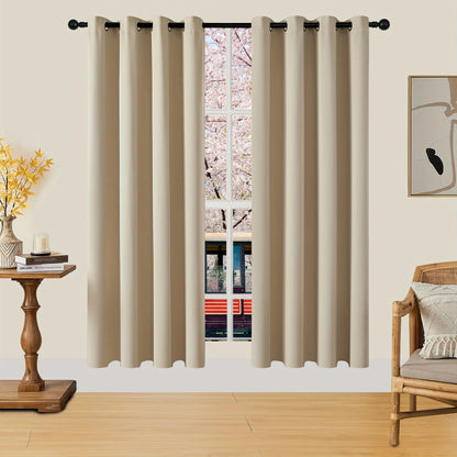 Skorter | Blackout Curtains - 2 Pieces Modern Polyester Curtains with Thermal Insulation and Rings