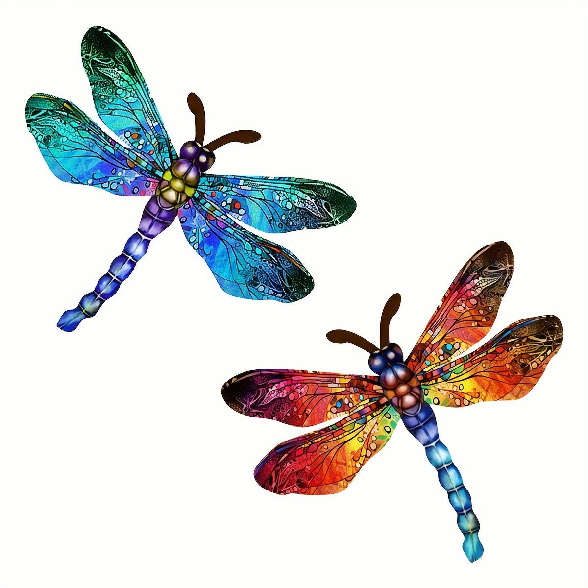 Skorter | 1/2 piece vibrant dragonfly wall art made of metal – artistic outdoor decoration for gardens, homes, and events – durable, versatile, and eye-catching – a perfect gift idea for any occasion