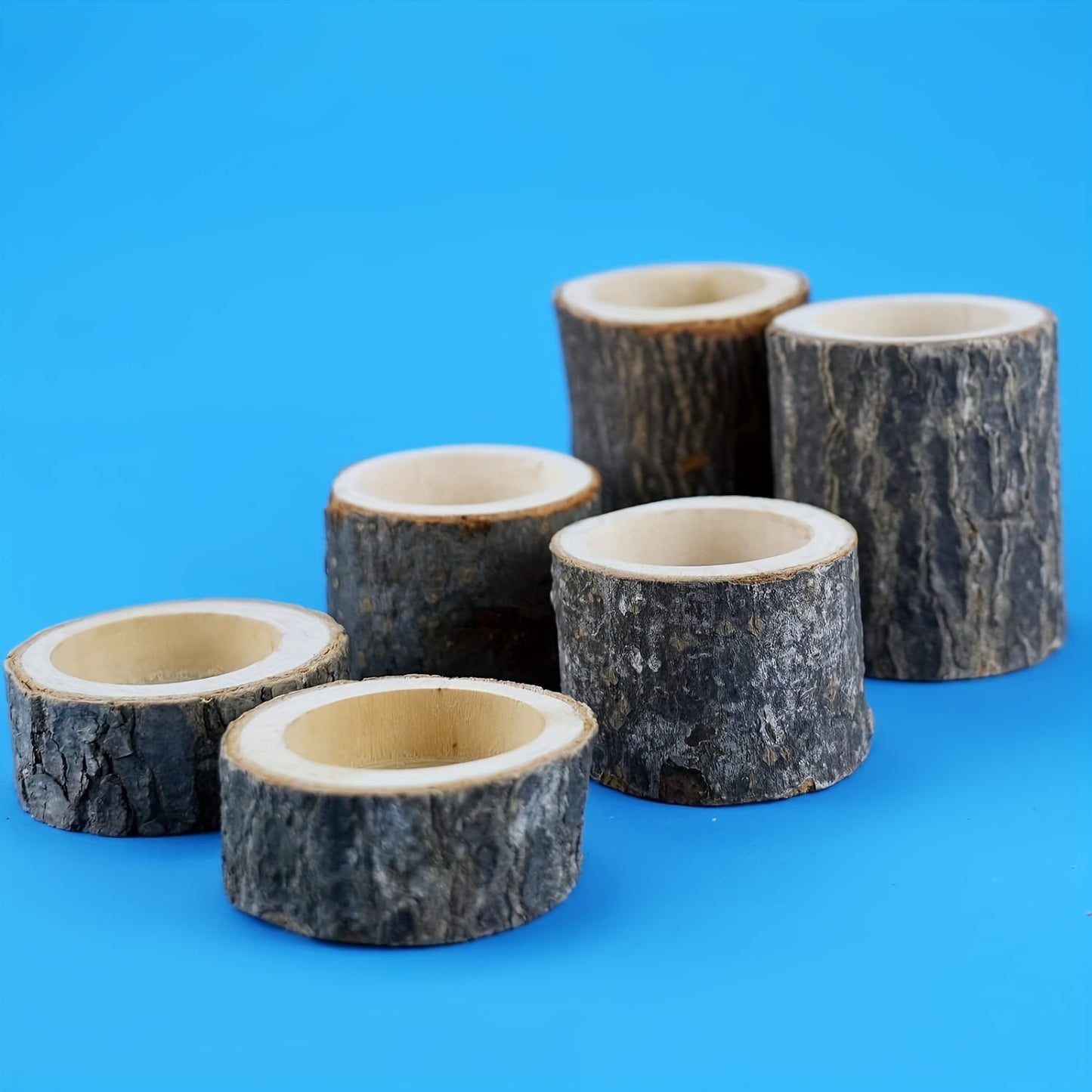 Skorter | 3-piece Set in Wood Candle Holders - 2.5 + 4.2 + 7cm