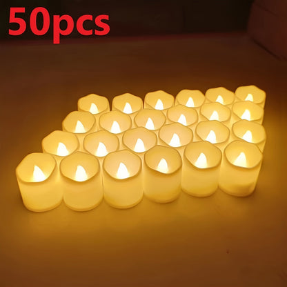 Skorter | 24/50/100 Pack flameless LED candles – battery-operated flickering tealights, smokeless and romantic for weddings and engagements