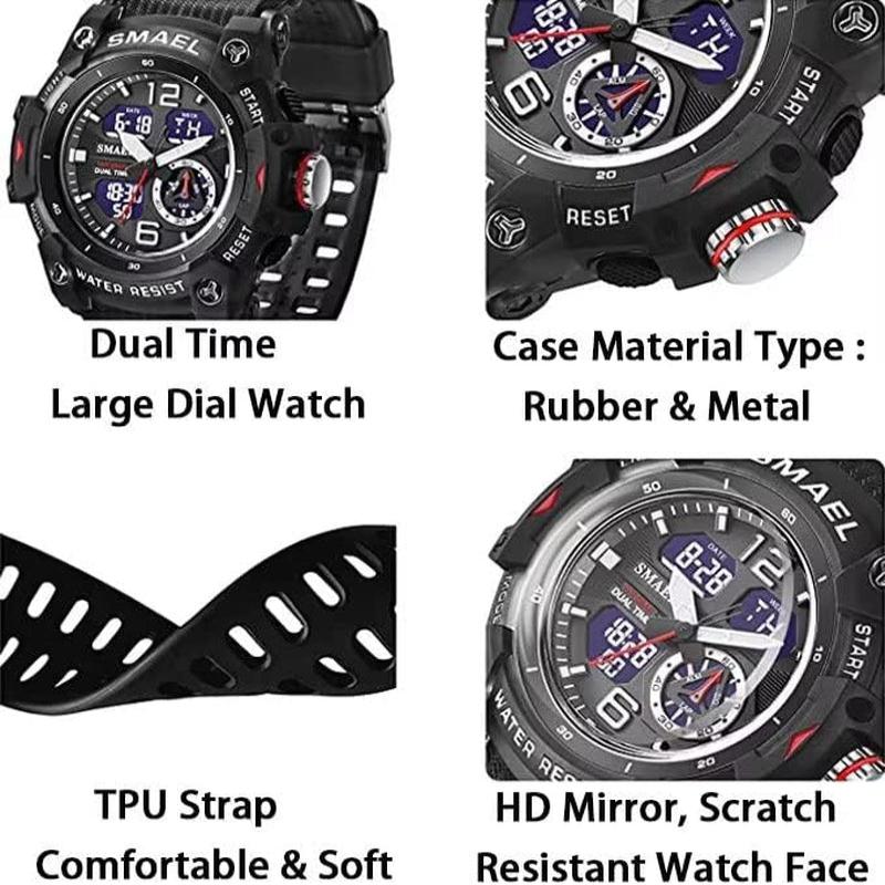 Skorter | Men's waterproof sports wristwatch with date and multifunction LED alarm stopwatch
