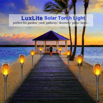 Skørter | 4 Pack Solar Outdoor LED Lights with Flaming Hat, Waterproof Solar Garden Lights for Pathway Landscaping Patio Decor