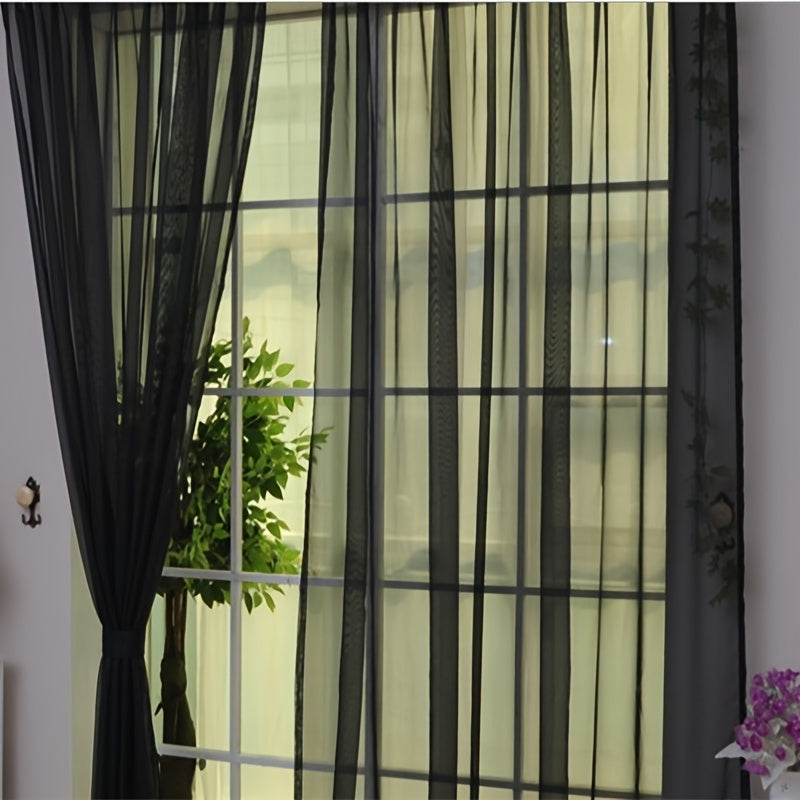 Skorter | 2 pcs Flower Voile Curtains - 200cm x 100cm Sheer Window Panels with Eyelets, Lightweight & Washable