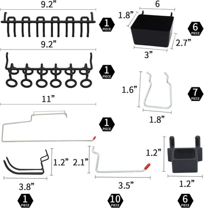 Skorter | 150 Piece Pegboard Hooks Assortment, Metal Pegboard Hooks, Plastic Bins, and Peg Locks for Organizing Tools