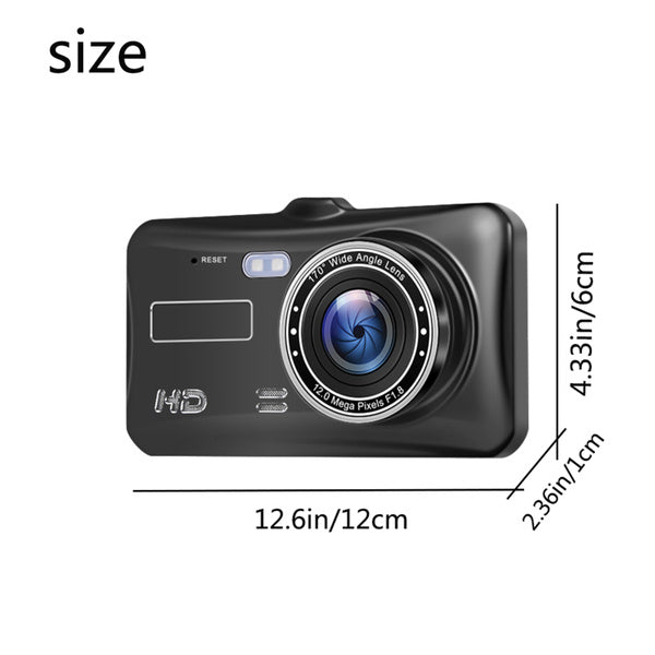 Skorter | A6T 4-inch 170° Wide Angle Full HD 1080P Car DVR Dual Lens Dash Cam Rear Camera Video Recorder with Touch Screen